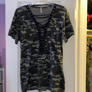 LF Emma and Sam lace up camo tunic